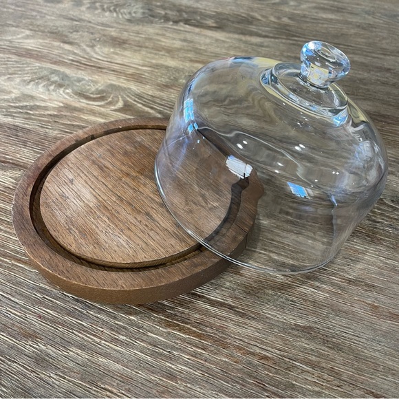 Vintage Teak Wood Dome Top Small Cake/ Cheese Dessert Plate/Serving Dish - Picture 4 of 7